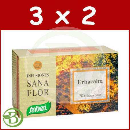 Pack 3x2 Sanaflor Infusión Erbacalm 20 Filtros Santiveri