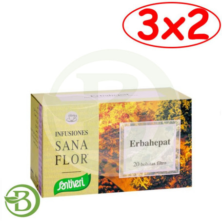 Pack 3x2 Sanaflor Erbahepat 20 Filtros Santiveri