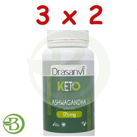 Pack 3x2 Ashwagandha 60 Cápsulas Keto Drasanvi