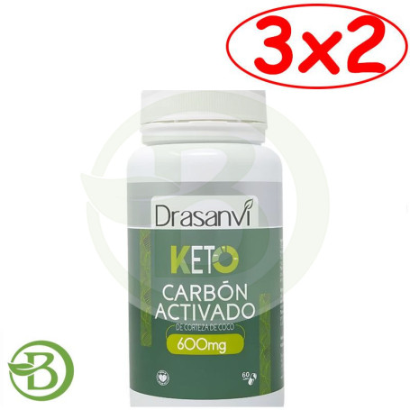 Pack 3x2 Carbón Vegetal 60 Cápsulas Keto Drasanvi