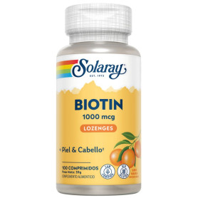 Biotine 1000Mcg 100 Comprimés Saveur Orange Solaray