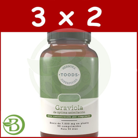 Pack 3x2 Graviola 1300Mg 90 Comprimidos Herbora