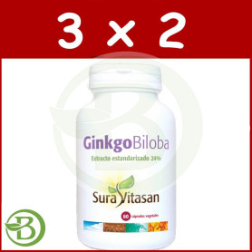 Pack 3x2 Ginkgo Biloba 60 Cápsulas Sura Vitasan