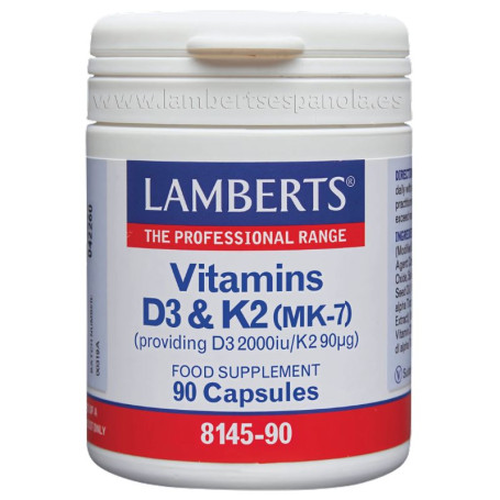 Vitamines D3 2000Ui et K2 90Mcg 90 Gélules Lamberts