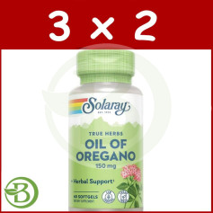 Pack 3x2 Huile d&#39;Origan 150Mg. 60 perles Solaray