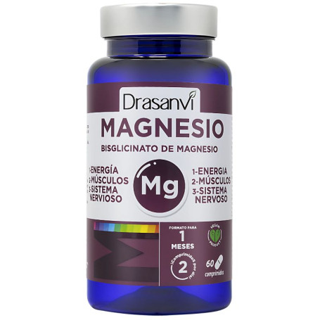 Bisglycinate de magnésium minéral 60 comprimés Drasanvi