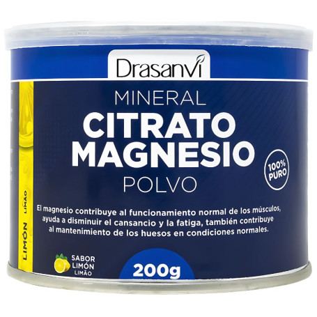 Poudre de citrate de magnésium minéral saveur citron 200Gr Drasanvi