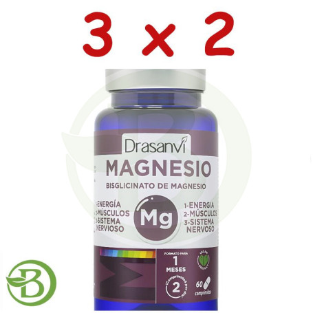 Pack 3x2 Mineral Bisglicinato De Magnesio 60 Comprimidos Drasanvi