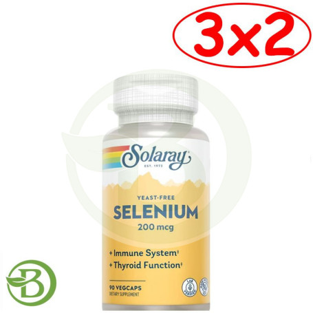 Pack 3x2 Selenium Sin Levaduras 200Mcg. 90 Cápsulas Solaray