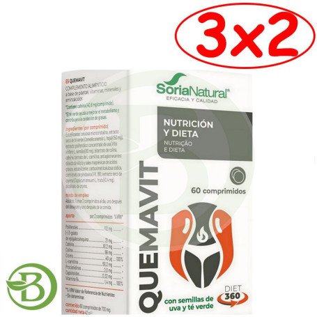 Pack 3x2 Quemavit 60 Comprimidos Soria Natural