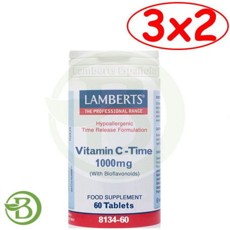 Pack 3x2 Vitamina C 1000Mg. 60 Tabletas con Bioflavonoides Lamberts