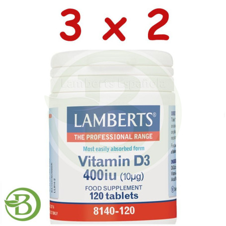 Pack 3x2 Vitamina D 400UI Lamberts