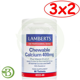 Pack 3x2 Calcio Masticable 400Mg. Lamberts