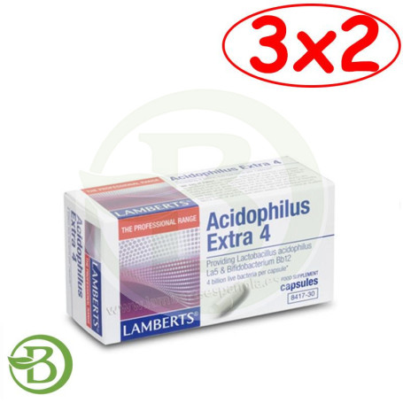 Pack 3x2 Acidophilus Extra 4 60 Cápsulas Lamberts