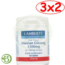 Pack 3x2 Ginseng Siberiano 1500Mg. Lamberts