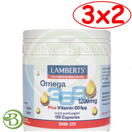 Pack 3x2 Omega 3, 6, 9 1200Mg. con Vitamina D3 Lamberts