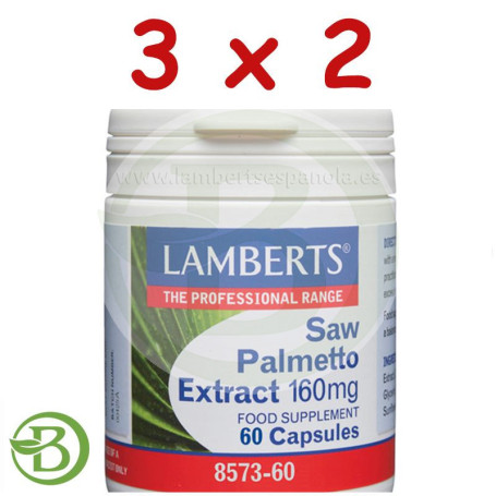 Pack 3x2 Saw Palmeto Extracto 60 Cápsulas Lamberts