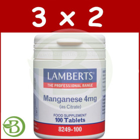 Pack 3x2 Manganeso 100 Tabletas Lamberts