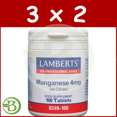 Pack 3x2 Manganeso 100 Tabletas Lamberts