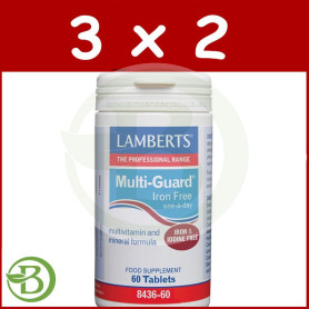 Pack 3x2 Multi-Guard Iron Free 60 Tabletas Lamberts