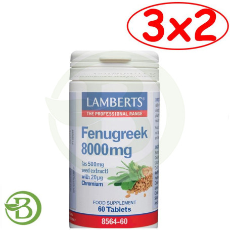 Pack 3x2 Fenogreco 8.000Mg. 60 Tabletas Lamberts