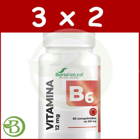 Pack 3x2 Vitamina B6 Liberación Sostenida 60 Comprimidos Soria Natural