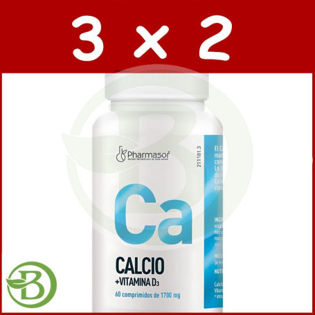 Pack 3x2 Calcio + Vitamina D3 60 Comprimidos Soria Natural